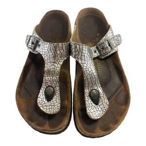 Birkenstock Papillo Gizah Cracked Silver 245 M 5 Women 7 Sandals